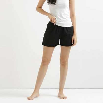 Linen Comfortable Black Shorts for Women