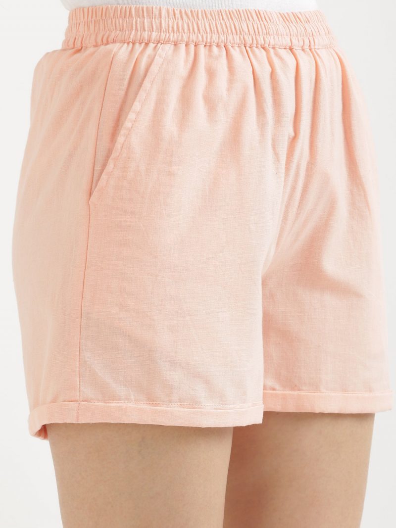 Cozy Peach Linen Shorts for Women