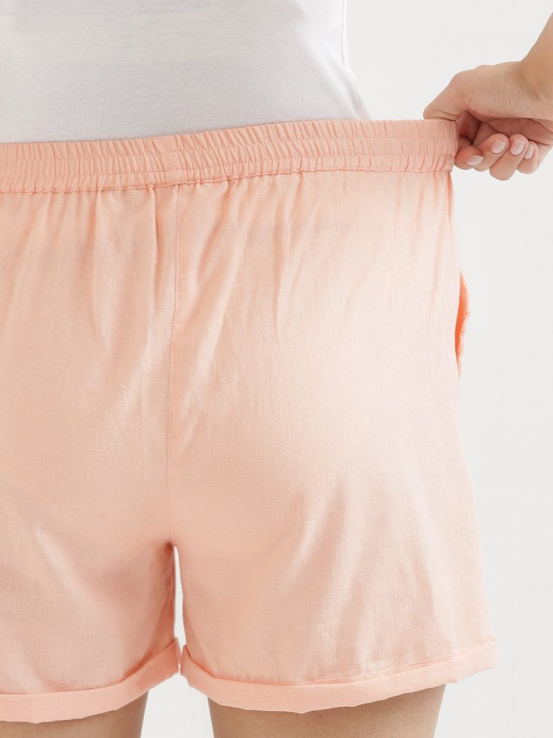 Cozy Peach Linen Shorts for Women