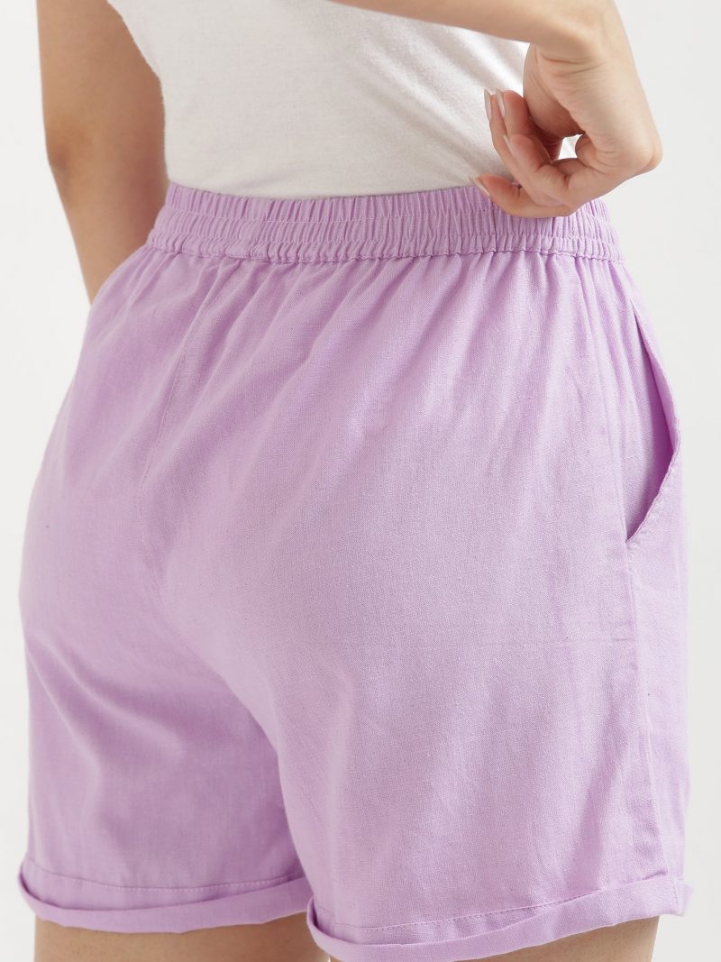 Mauve Purple Linen Shorts for Women