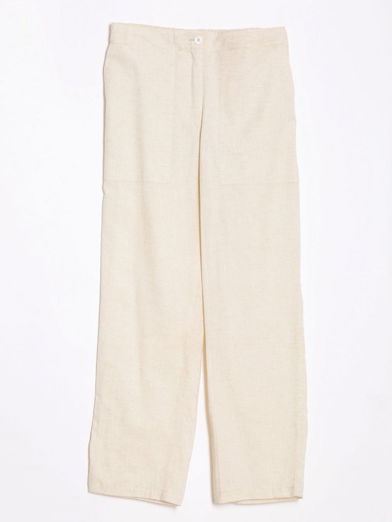 Natural Off White 100% Linen Women's Trousers