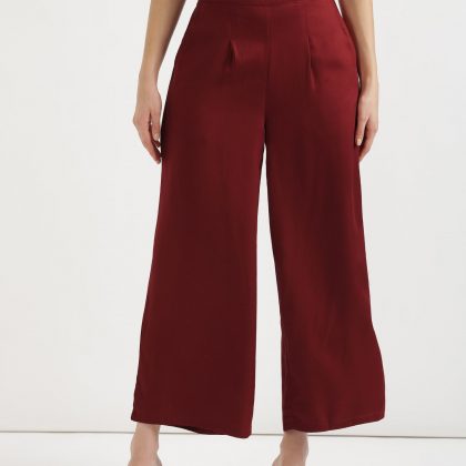 maroon women's palazzo pants