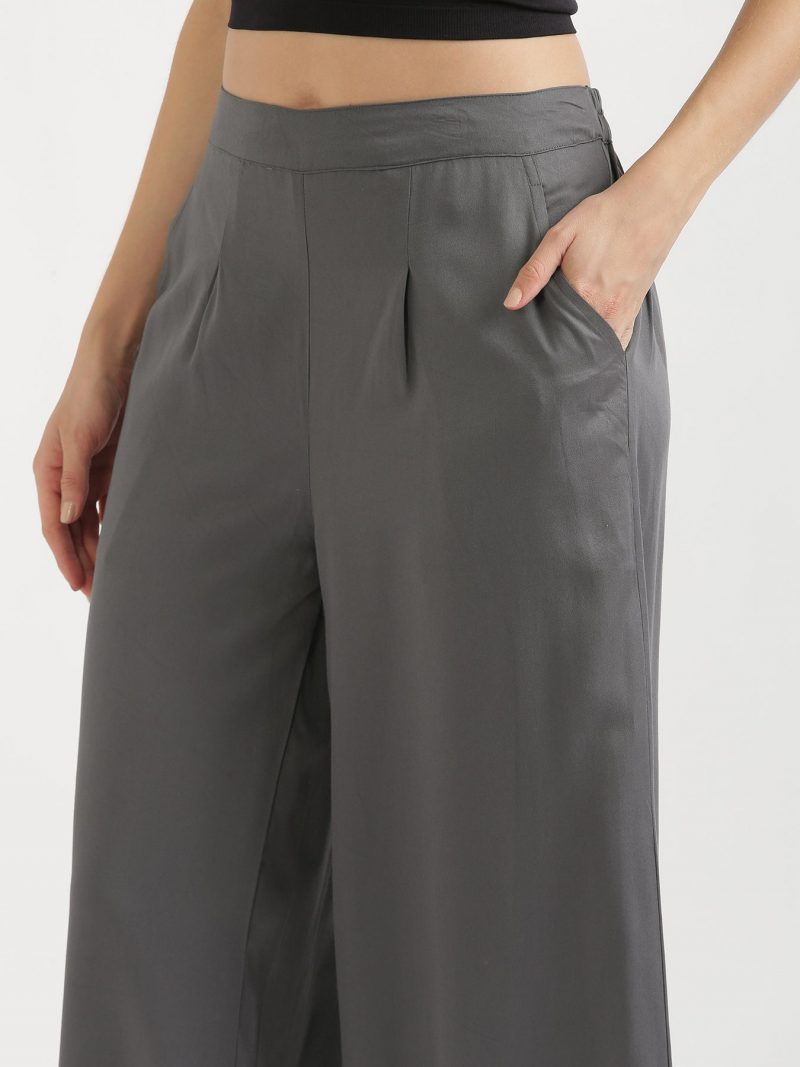 grey cotton palazzo pants for women